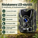 Riistakamera 20 MP LCD-näytöllä – aikaleima, lämpötila ja kuun vaihe