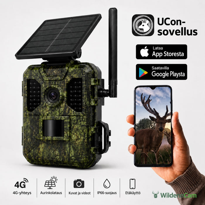 4G-aurinkoriistakamera 2K – SIM ja 128 Gt muistikortti